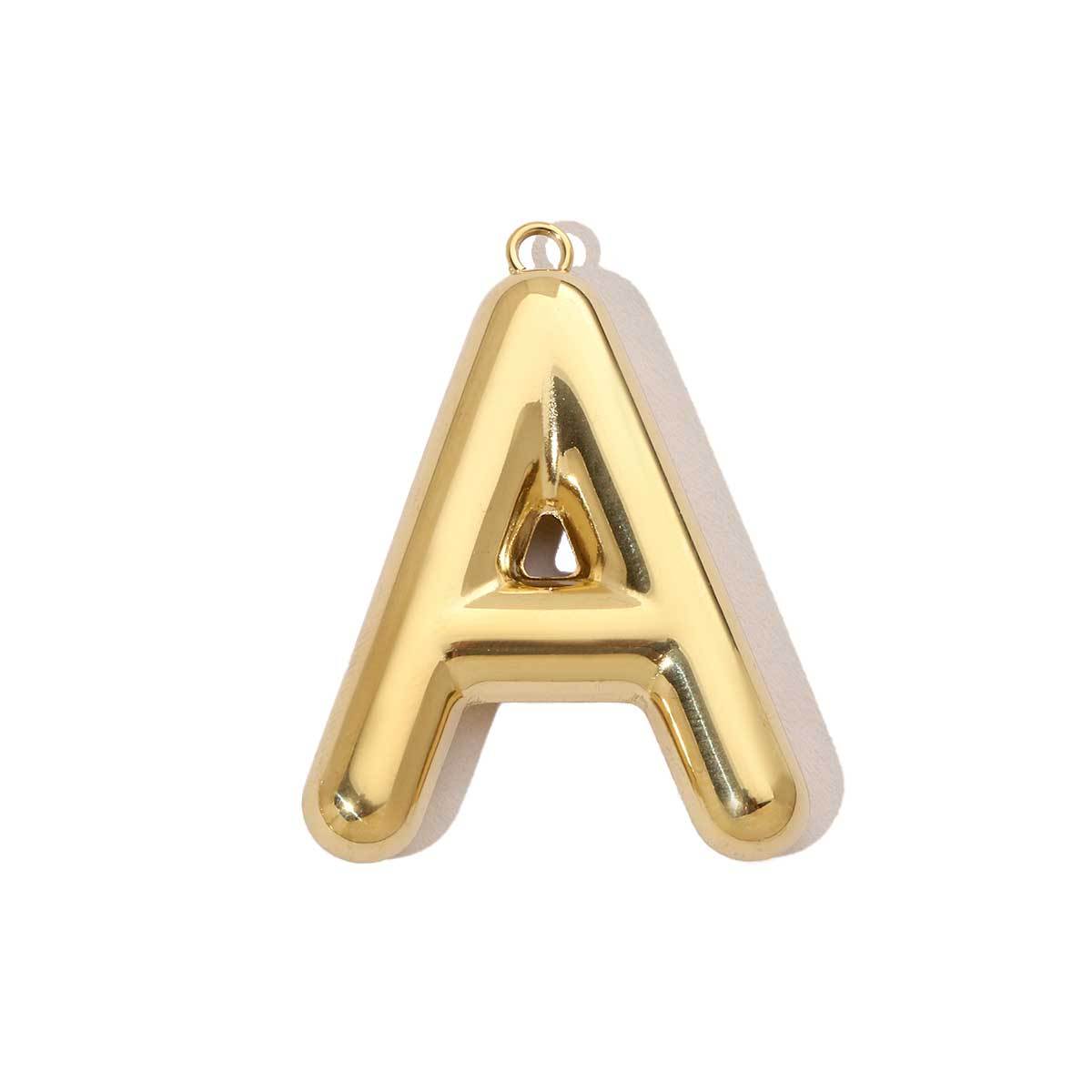 6pcs/pack French Retro 14K Gold Color Mirror Polish Stainless Steel Initial Letter Charms A-Z Name Necklace Pendant DIY Jewelry