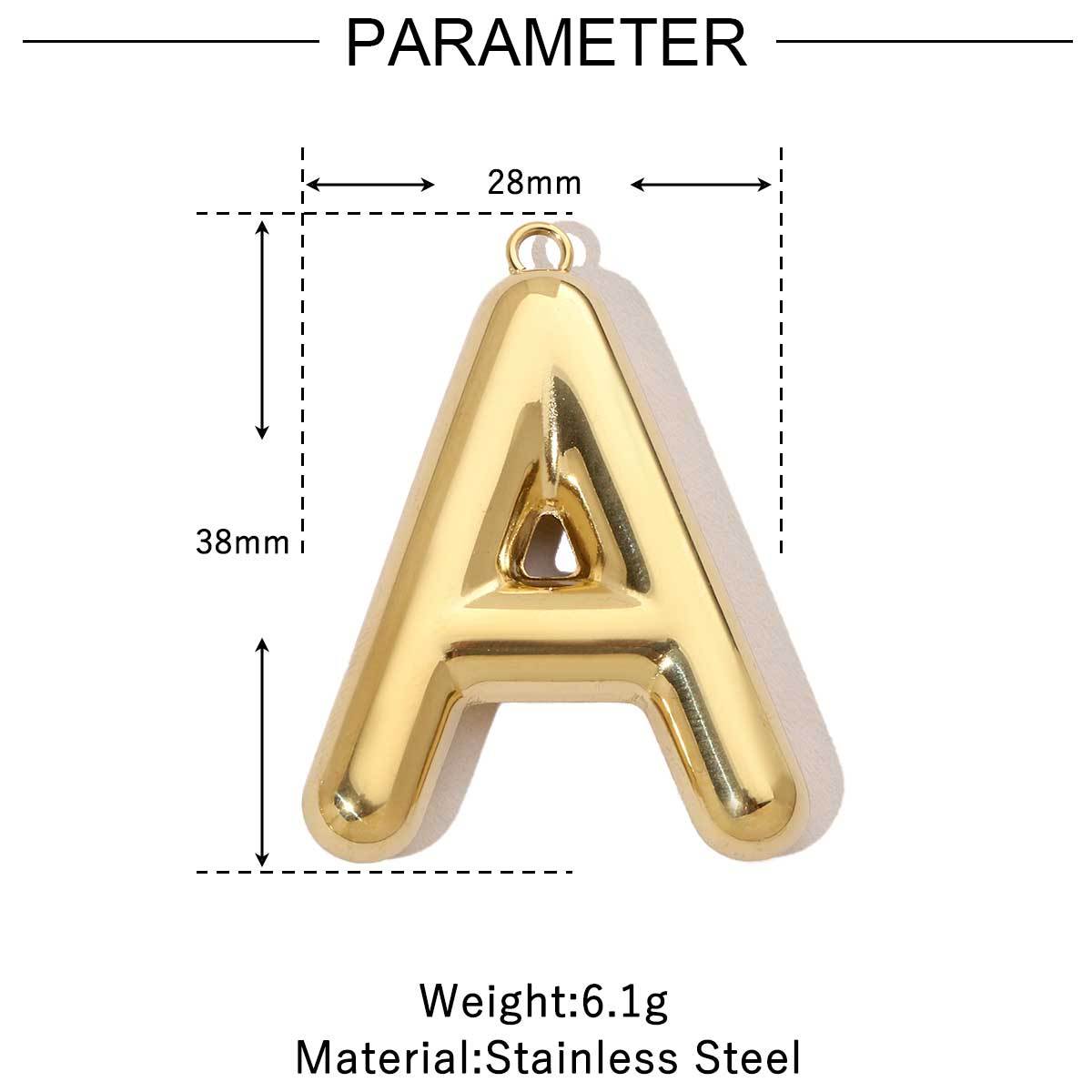6pcs/pack French Retro 14K Gold Color Mirror Polish Stainless Steel Initial Letter Charms A-Z Name Necklace Pendant DIY Jewelry