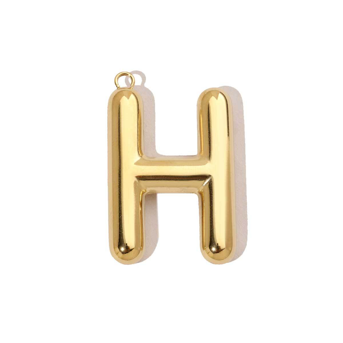 6pcs/pack French Retro 14K Gold Color Mirror Polish Stainless Steel Initial Letter Charms A-Z Name Necklace Pendant DIY Jewelry