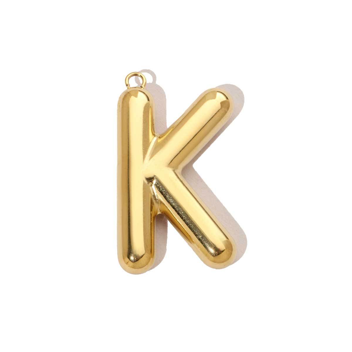 6pcs/pack French Retro 14K Gold Color Mirror Polish Stainless Steel Initial Letter Charms A-Z Name Necklace Pendant DIY Jewelry