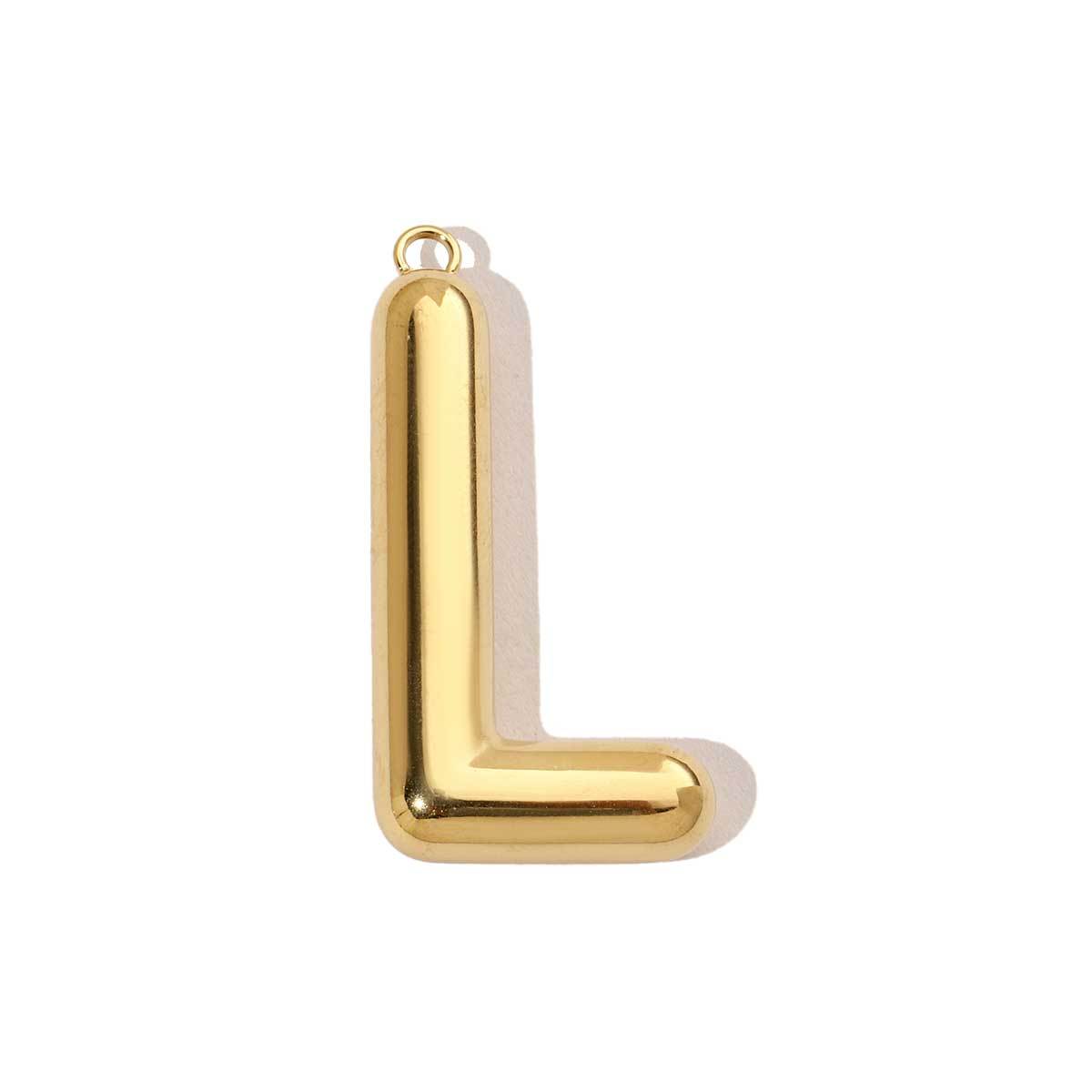 6pcs/pack French Retro 14K Gold Plated Mirror Polish Stainless Steel Initial Letter Charms A-Z Name Necklace Pendant DIY Jewelry