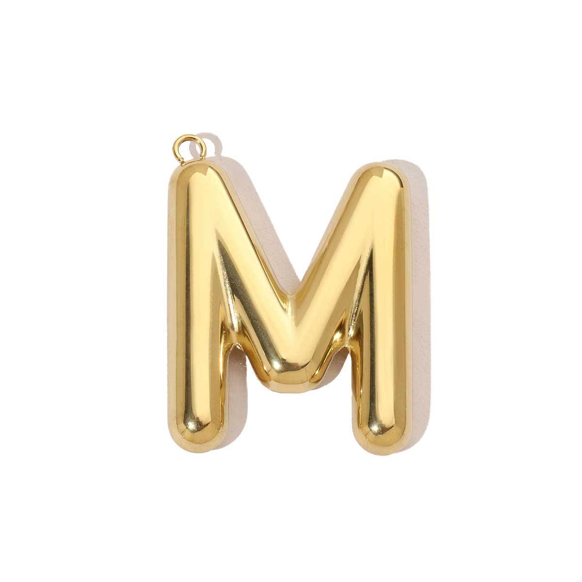 6pcs/pack French Retro 14K Gold Plated Mirror Polish Stainless Steel Initial Letter Charms A-Z Name Necklace Pendant DIY Jewelry