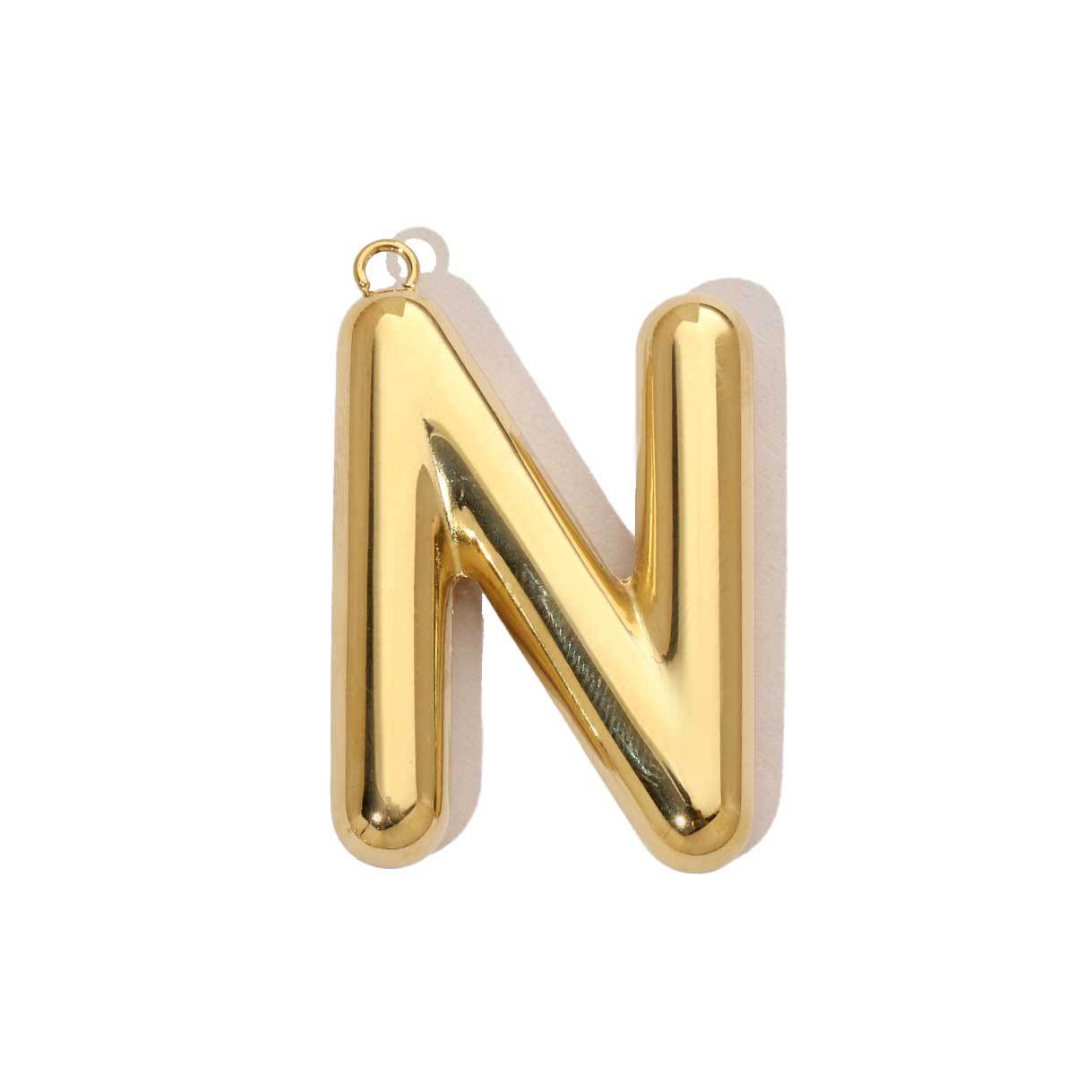 6pcs/pack French Retro 14K Gold Plated Mirror Polish Stainless Steel Initial Letter Charms A-Z Name Necklace Pendant DIY Jewelry