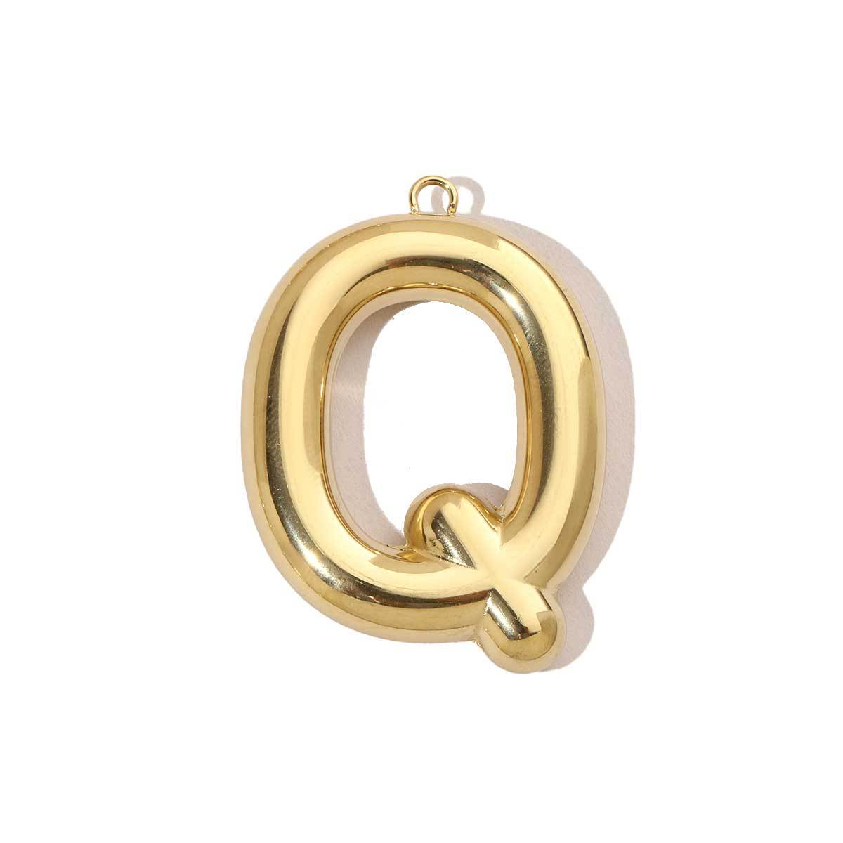 6pcs/pack French Retro 14K Gold Plated Mirror Polish Stainless Steel Initial Letter Charms A-Z Name Necklace Pendant DIY Jewelry