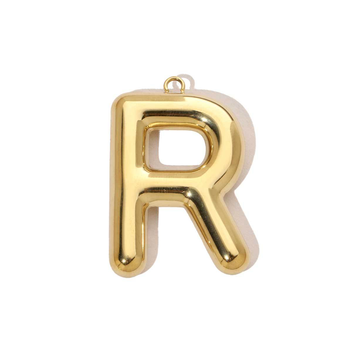 6pcs/pack French Retro 14K Gold Plated Mirror Polish Stainless Steel Initial Letter Charms A-Z Name Necklace Pendant DIY Jewelry