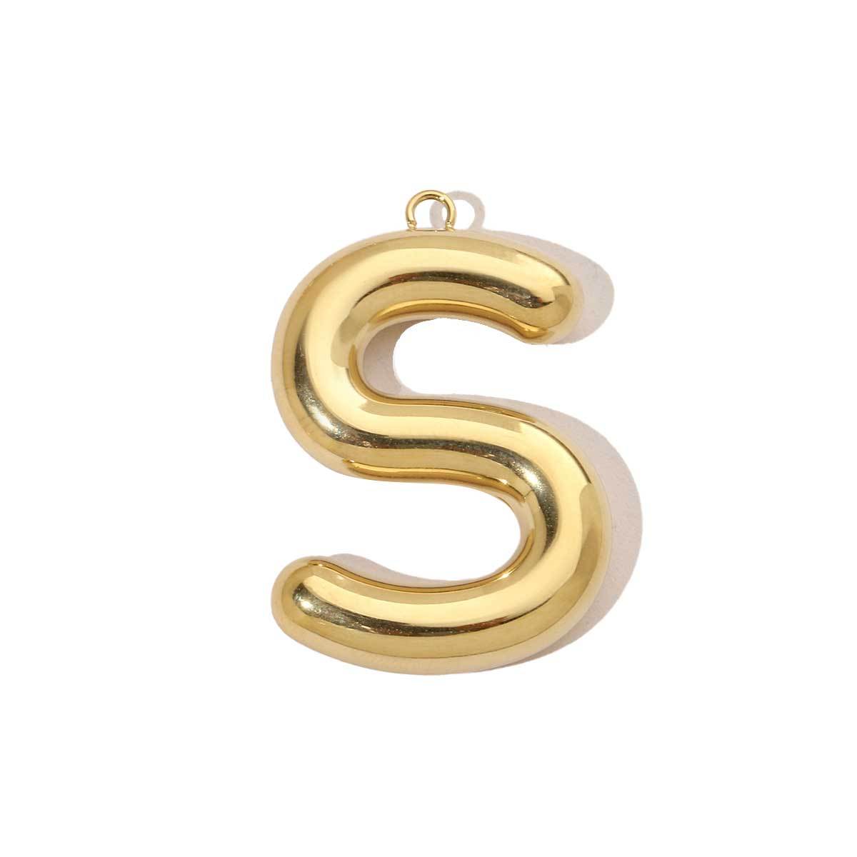 6pcs/pack French Retro 14K Gold Plated Mirror Polish Stainless Steel Initial Letter Charms A-Z Name Necklace Pendant DIY Jewelry