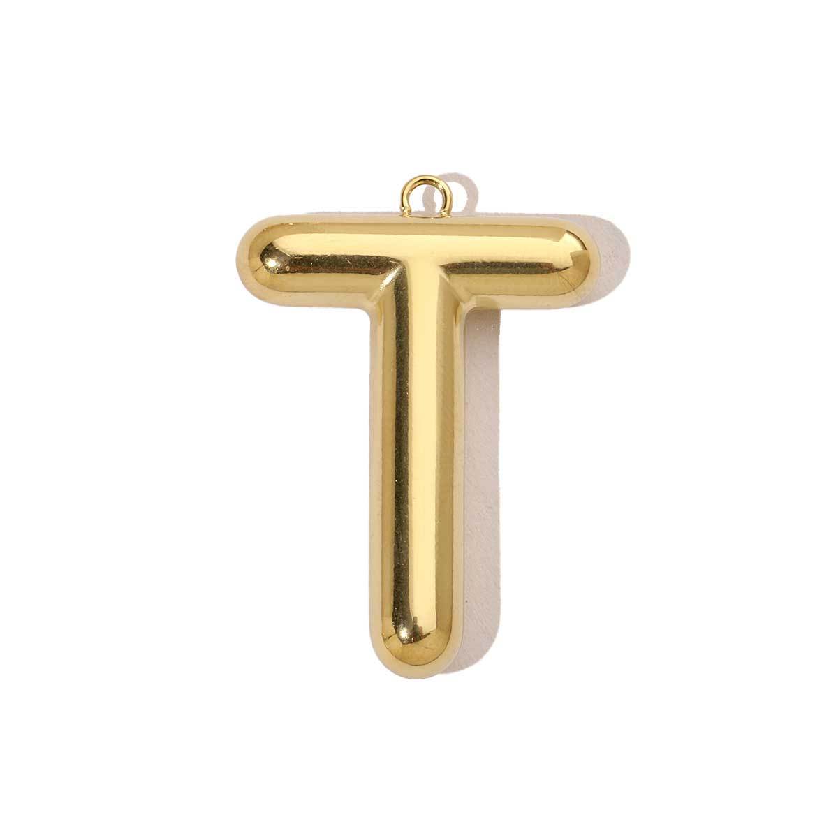 6pcs/pack French Retro 14K Gold Plated Mirror Polish Stainless Steel Initial Letter Charms A-Z Name Necklace Pendant DIY Jewelry