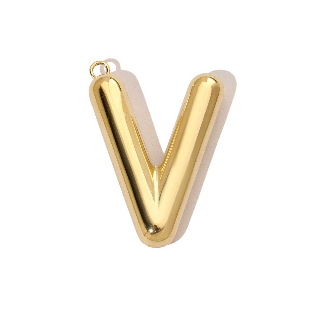 6pcs/pack French Retro 14K Gold Plated Mirror Polish Stainless Steel Initial Letter Charms A-Z Name Necklace Pendant DIY Jewelry
