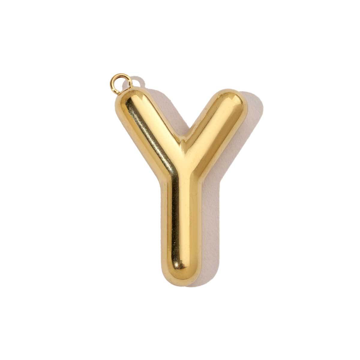 6pcs/pack French Retro 14K Gold Plated Mirror Polish Stainless Steel Initial Letter Charms A-Z Name Necklace Pendant DIY Jewelry