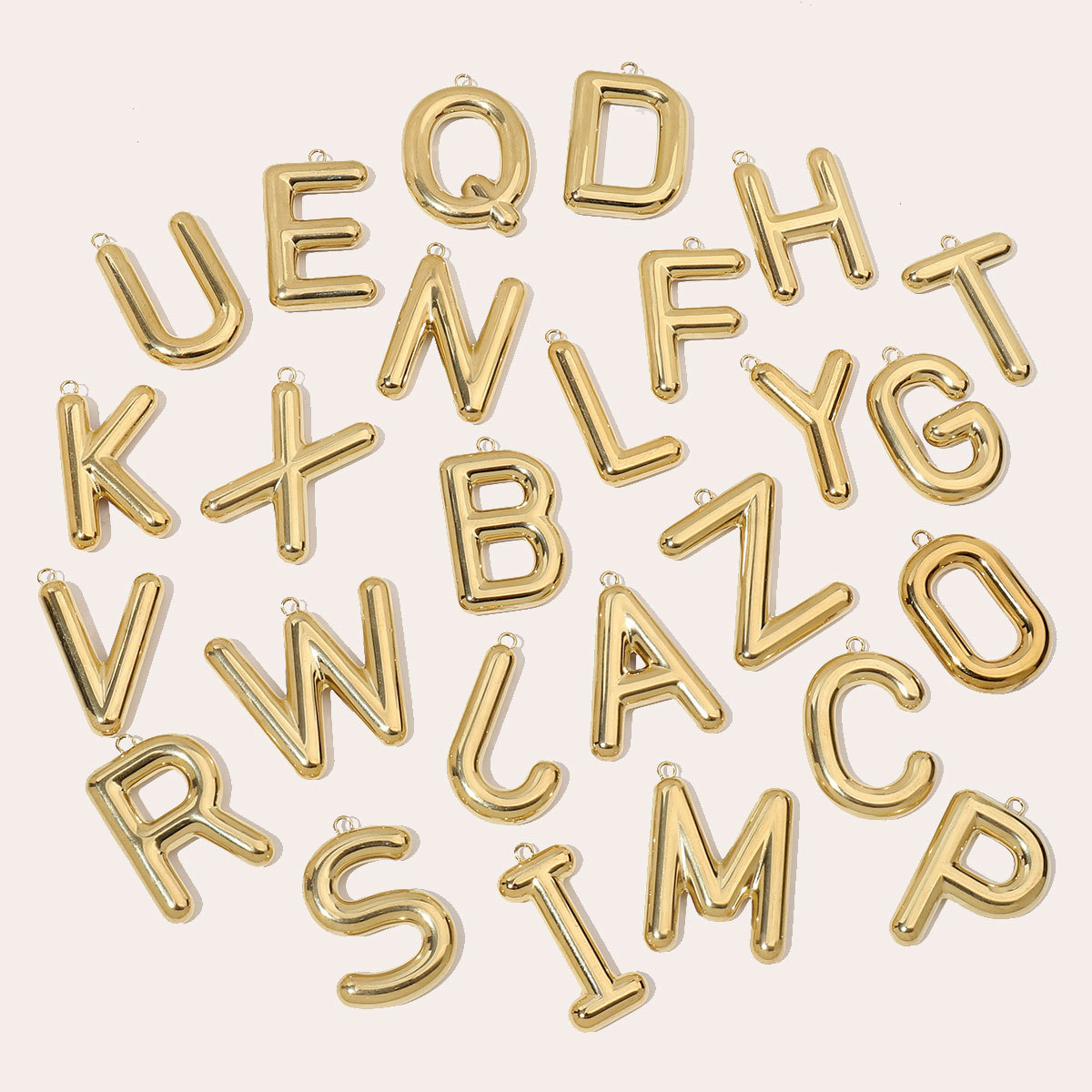 6pcs/pack French Retro 14K Gold Color Mirror Polish Stainless Steel Initial Letter Charms A-Z Name Necklace Pendant DIY Jewelry