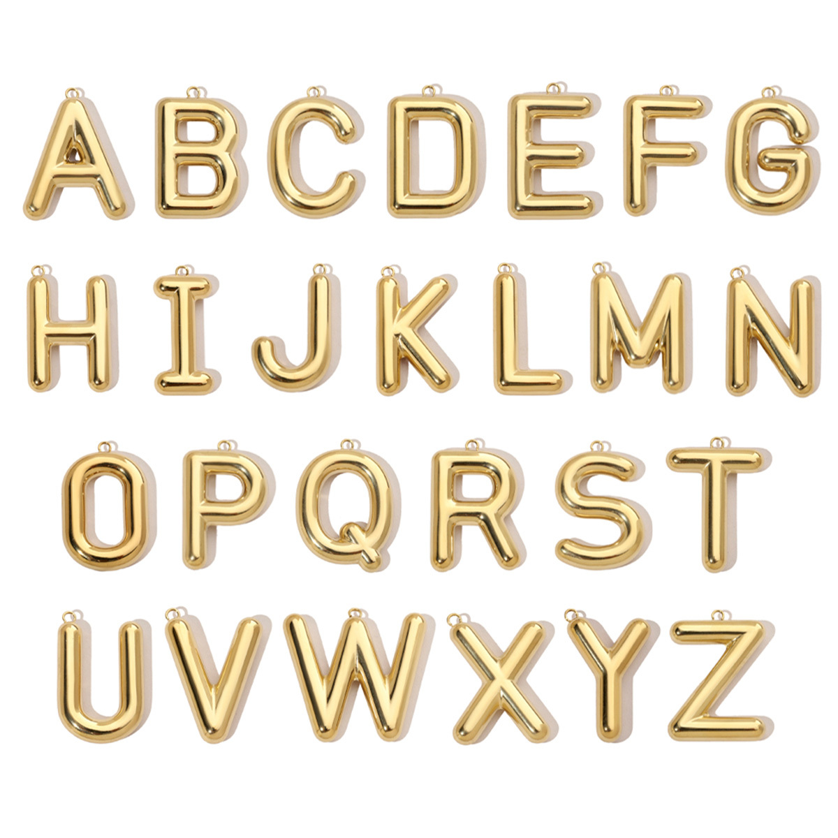 6pcs/pack French Retro 14K Gold Color Mirror Polish Stainless Steel Initial Letter Charms A-Z Name Necklace Pendant DIY Jewelry