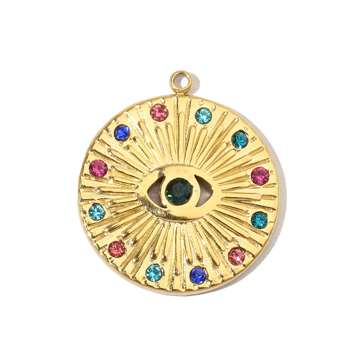 6pcs/pack Evil Eye Love French Retro Stainless Steel Charms Women's Clover Jewelry Necklace DIY Small Pendant Wholesale