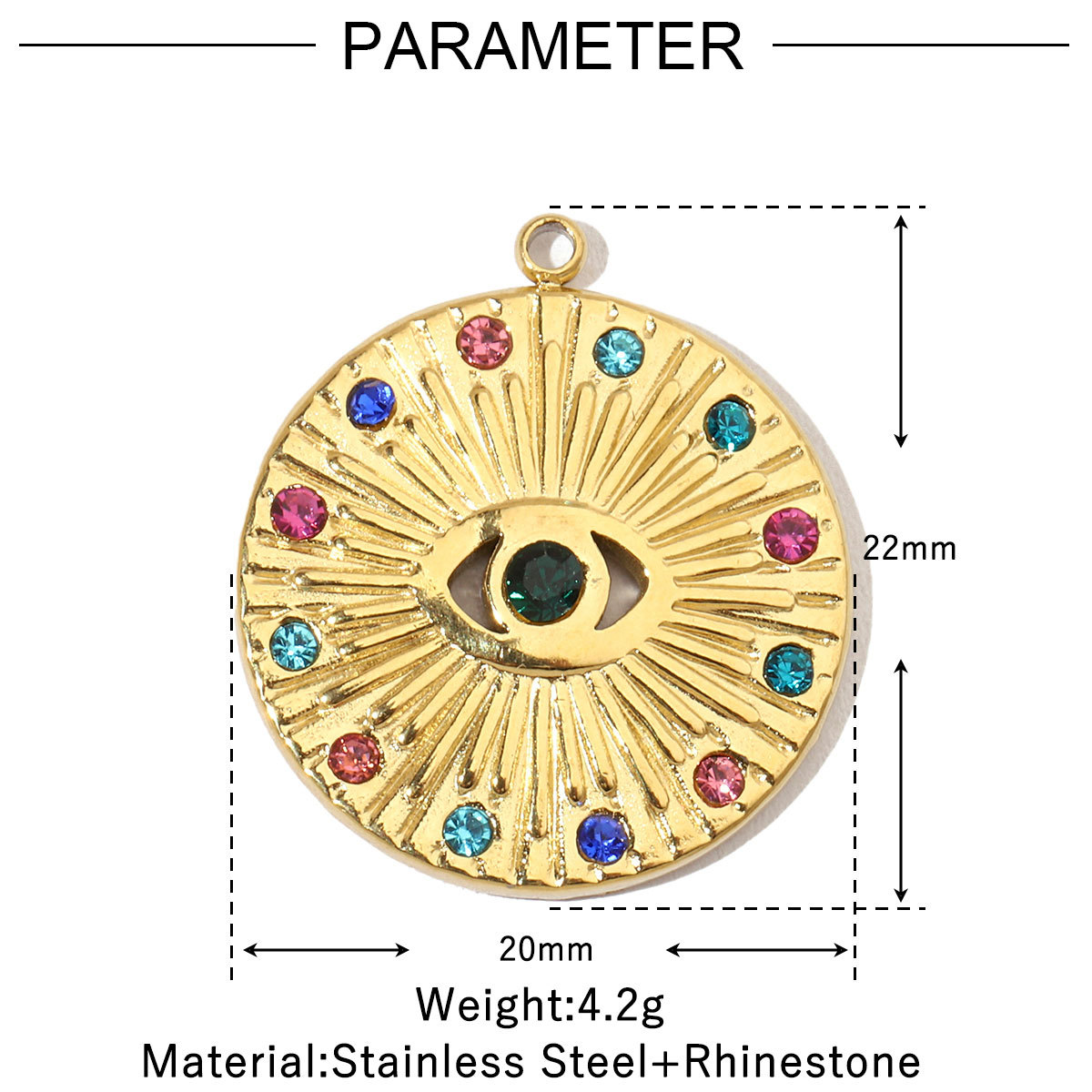 6pcs/pack Evil Eye Love French Retro Stainless Steel Charms Women's Clover Jewelry Necklace DIY Small Pendant Wholesale