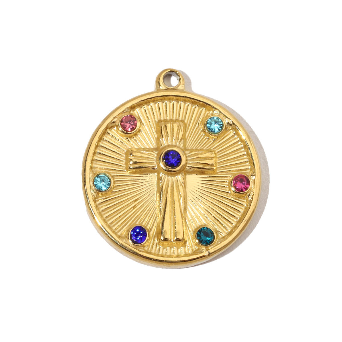 6pcs/pack Evil Eye Love French Retro Stainless Steel Charms Women's Clover Jewelry Necklace DIY Small Pendant Wholesale