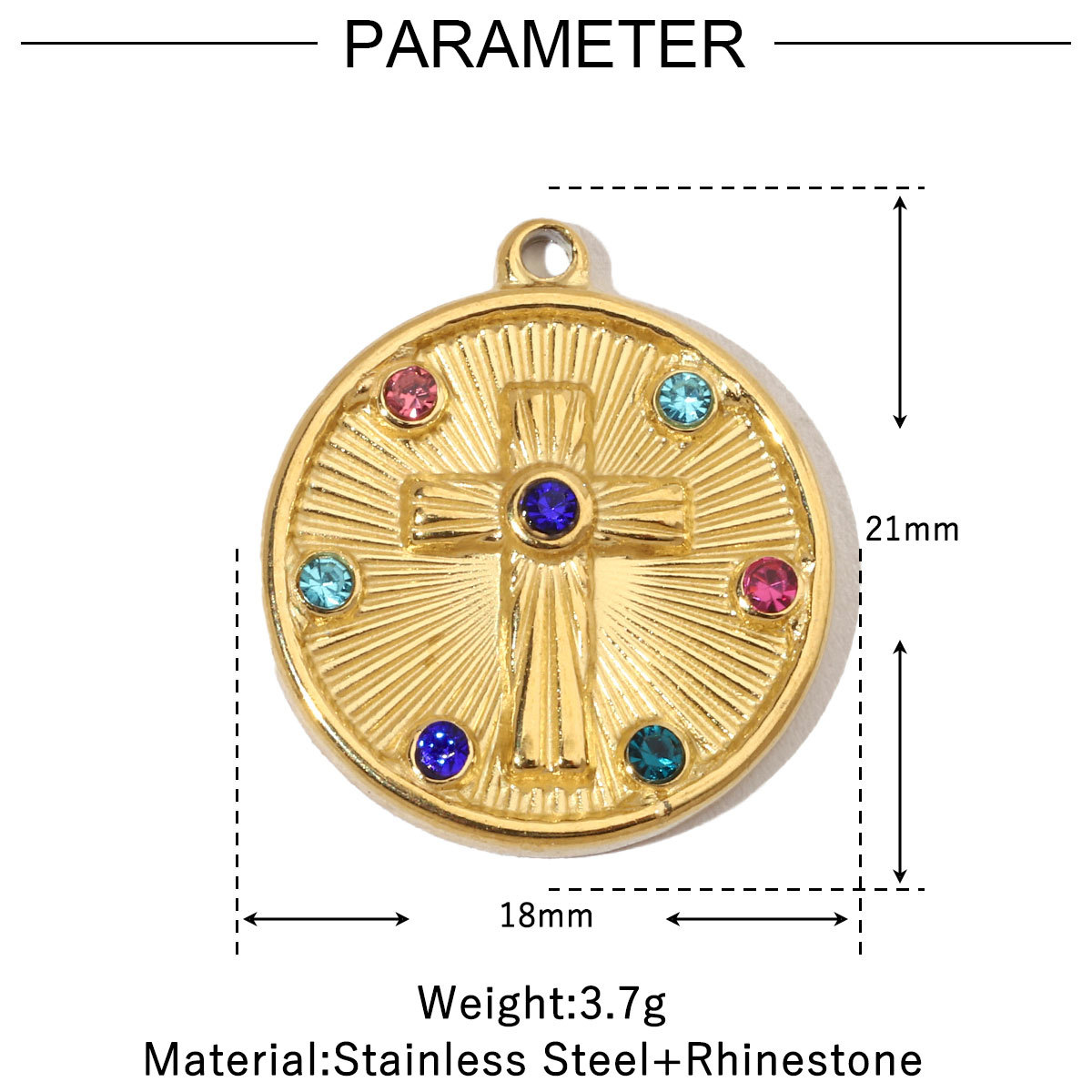 6pcs/pack Evil Eye Love French Retro Stainless Steel Charms Women's Clover Jewelry Necklace DIY Small Pendant Wholesale