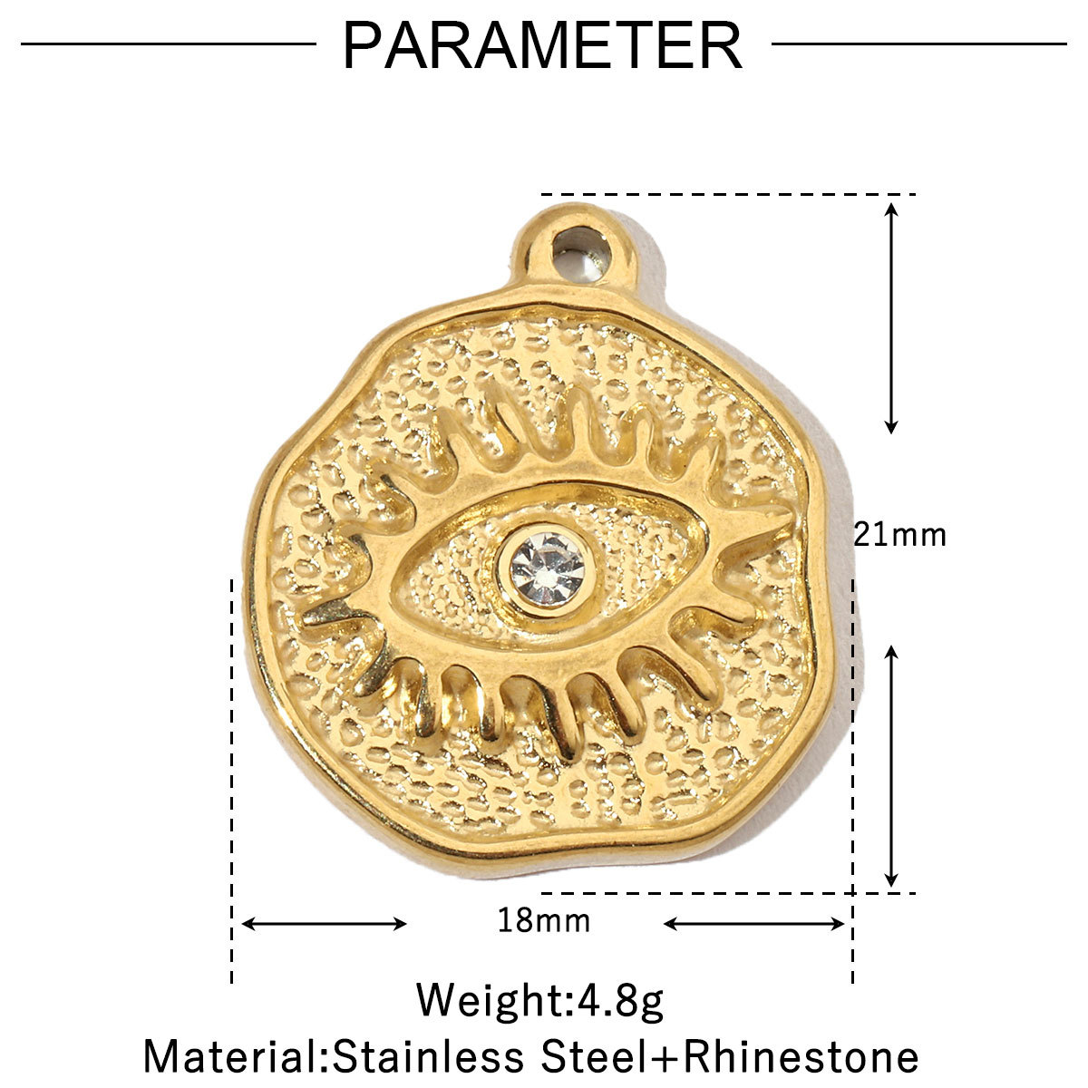 6pcs/pack Evil Eye Love French Retro Stainless Steel Charms Women's Clover Jewelry Necklace DIY Small Pendant Wholesale
