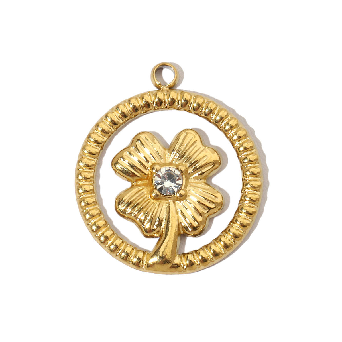 6pcs/pack Evil Eye Love French Retro Stainless Steel Charms Women's Clover Jewelry Necklace DIY Small Pendant Wholesale