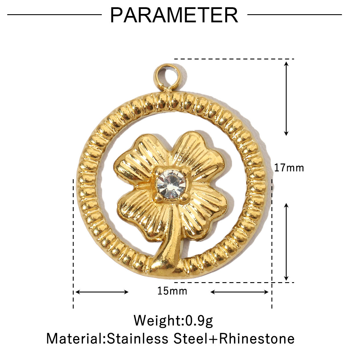 6pcs/pack Evil Eye Love French Retro Stainless Steel Charms Women's Clover Jewelry Necklace DIY Small Pendant Wholesale