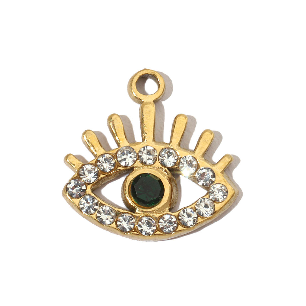 6pcs/pack Evil Eye Love French Retro Stainless Steel Charms Women's Clover Jewelry Necklace DIY Small Pendant Wholesale