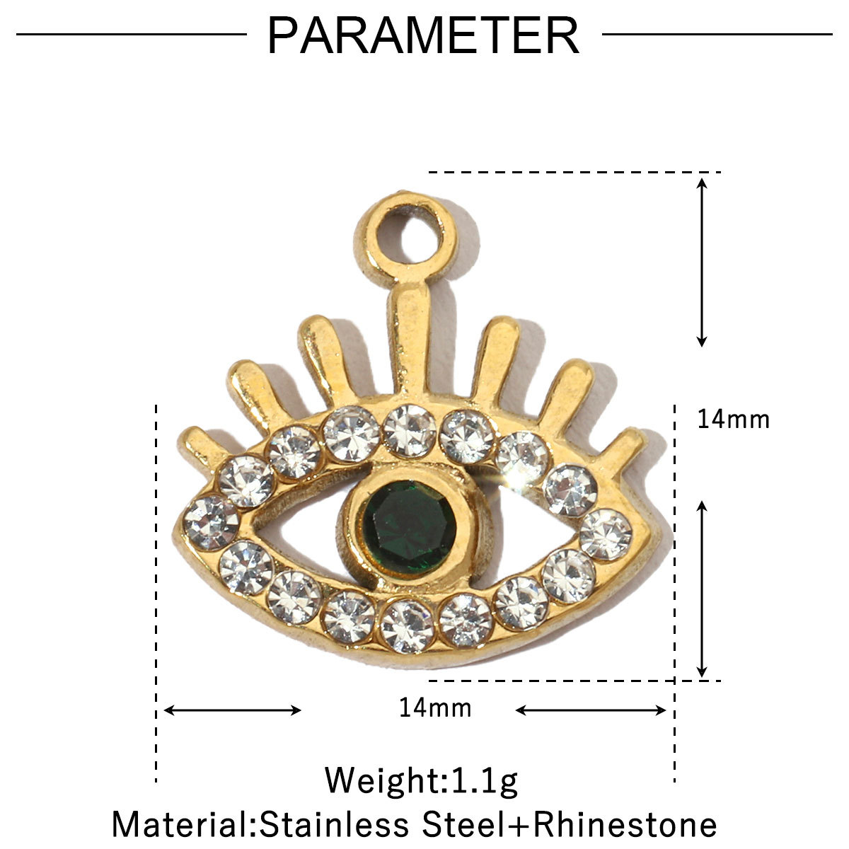 6pcs/pack Evil Eye Love French Retro Stainless Steel Charms Women's Clover Jewelry Necklace DIY Small Pendant Wholesale