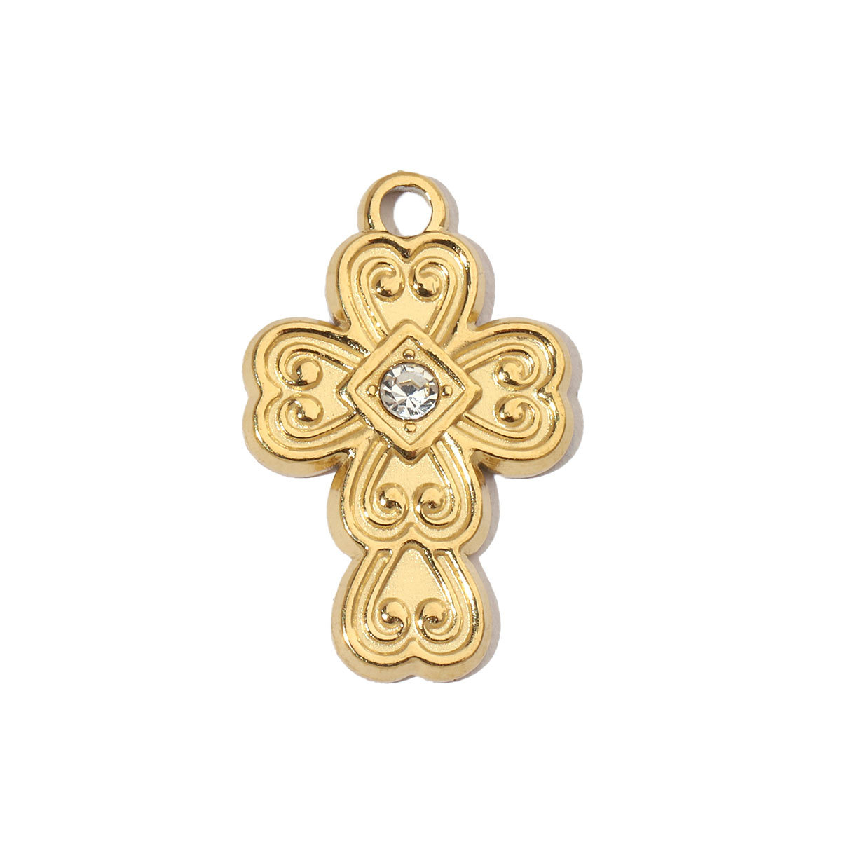 6pcs/pack Evil Eye Love French Retro Stainless Steel Charms Women's Clover Jewelry Necklace DIY Small Pendant Wholesale