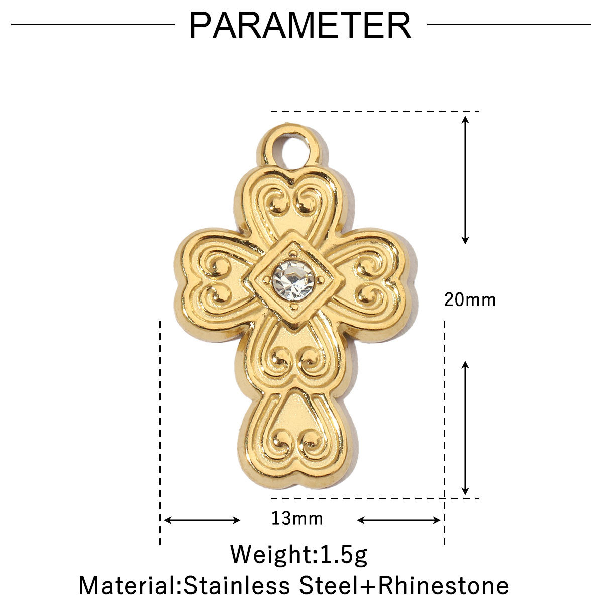 6pcs/pack Evil Eye Love French Retro Stainless Steel Charms Women's Clover Jewelry Necklace DIY Small Pendant Wholesale