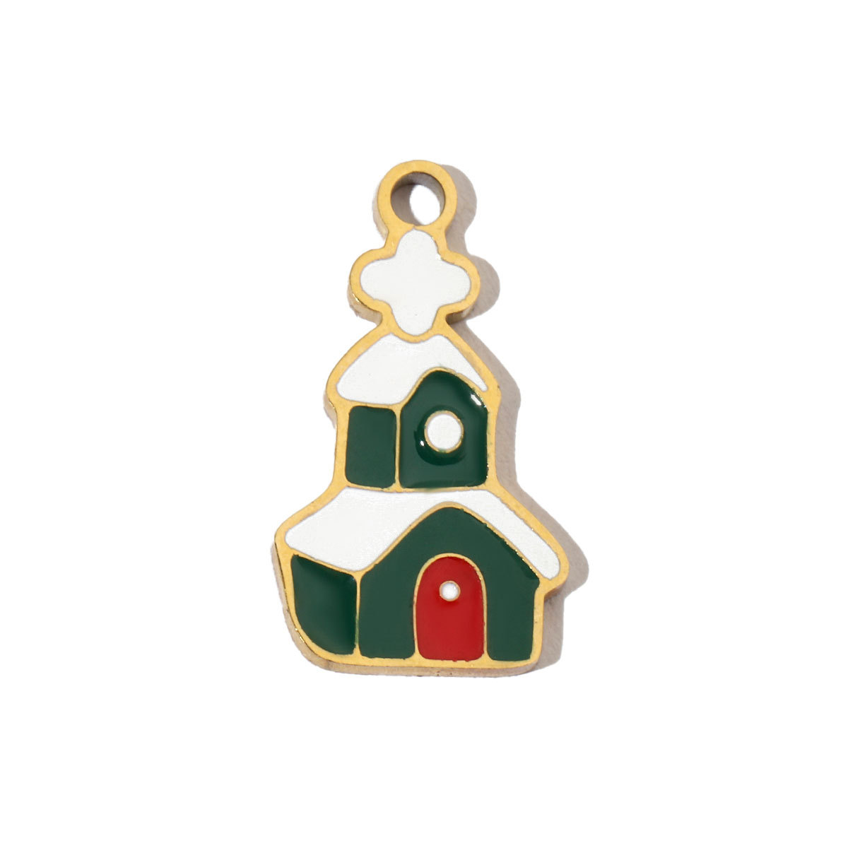 6pcs/pack Santa Claus Snowman Stainless Steel DIY Charms Women's Wreath Christmas House Jewelry Necklace Small Pendant Wholesale