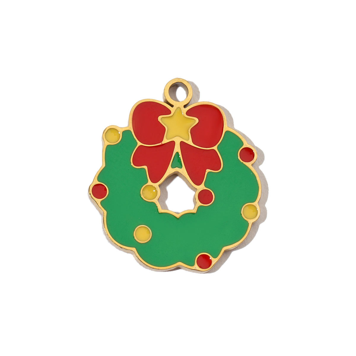 6pcs/pack Santa Claus Snowman Stainless Steel DIY Charms Women's Wreath Christmas House Jewelry Necklace Small Pendant Wholesale
