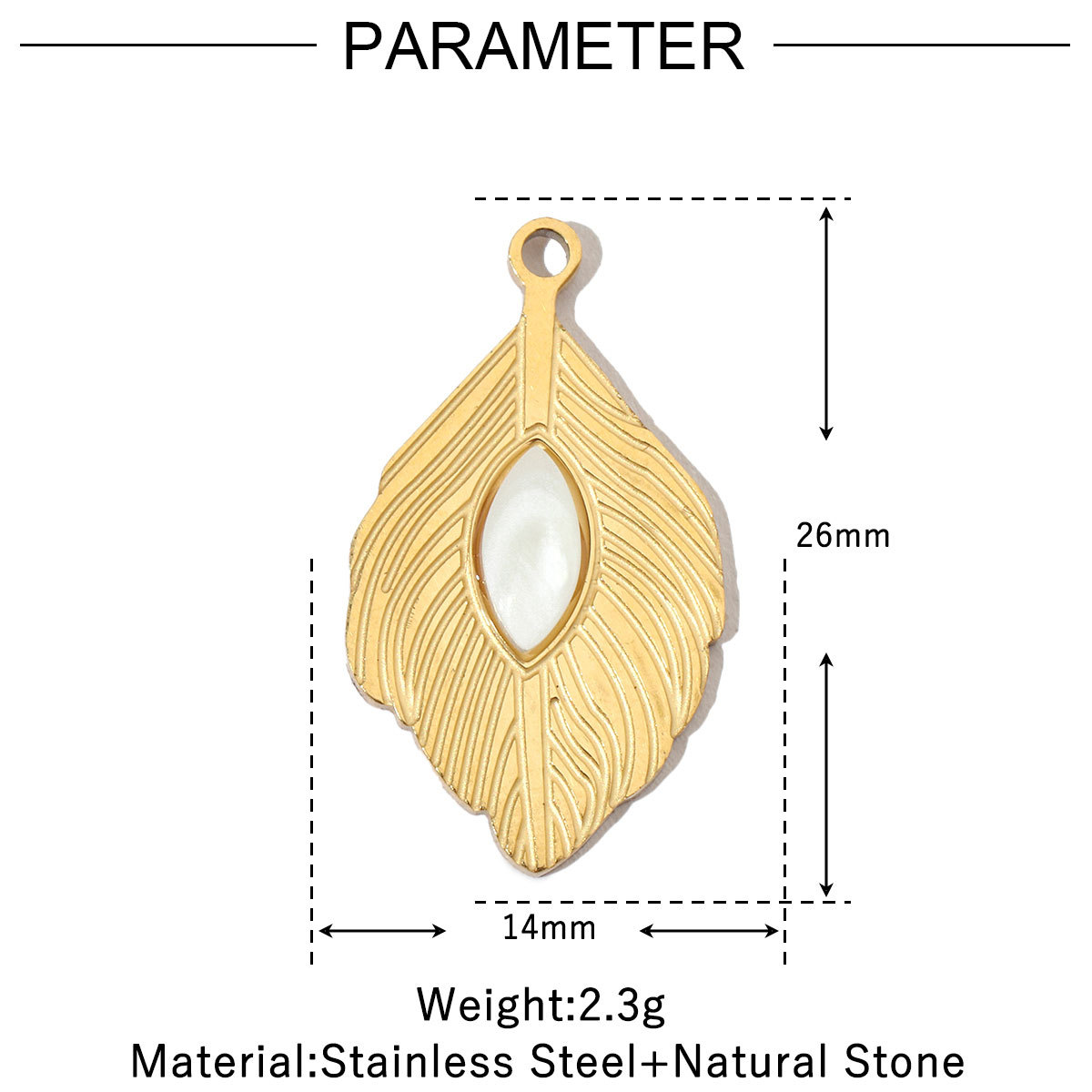 6pcs/pack Sun Star DIY Charms Women's Natural Stone Eye Necklace Pendant Stainless Steel 14K Gold Color DIY Charm Jewelry