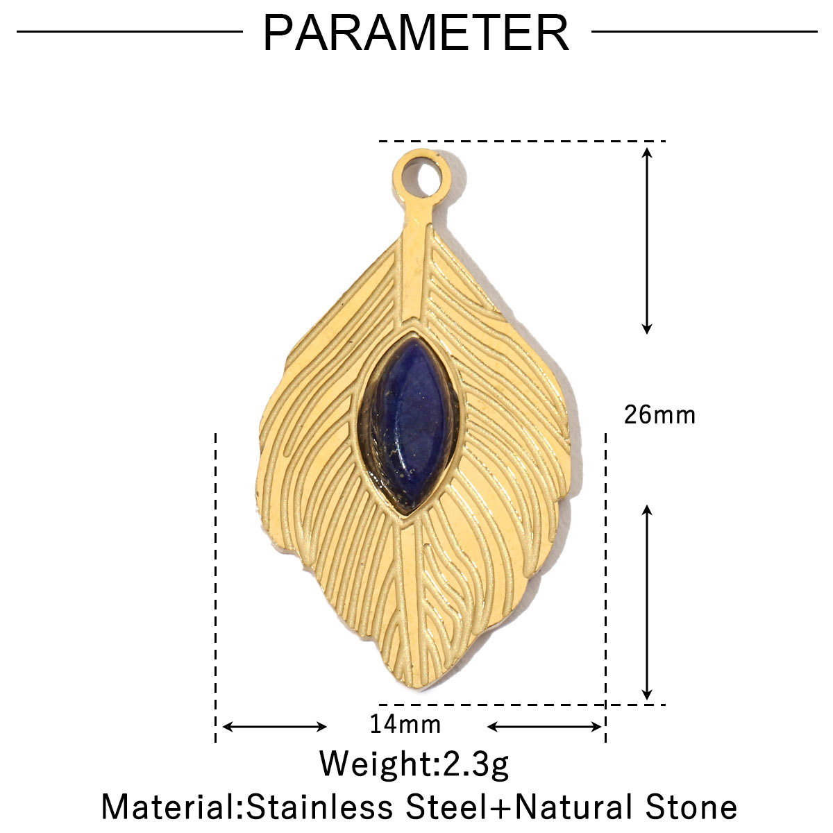 6pcs/pack Sun Star DIY Charms Women's Natural Stone Eye Necklace Pendant Stainless Steel 14K Gold Color DIY Charm Jewelry