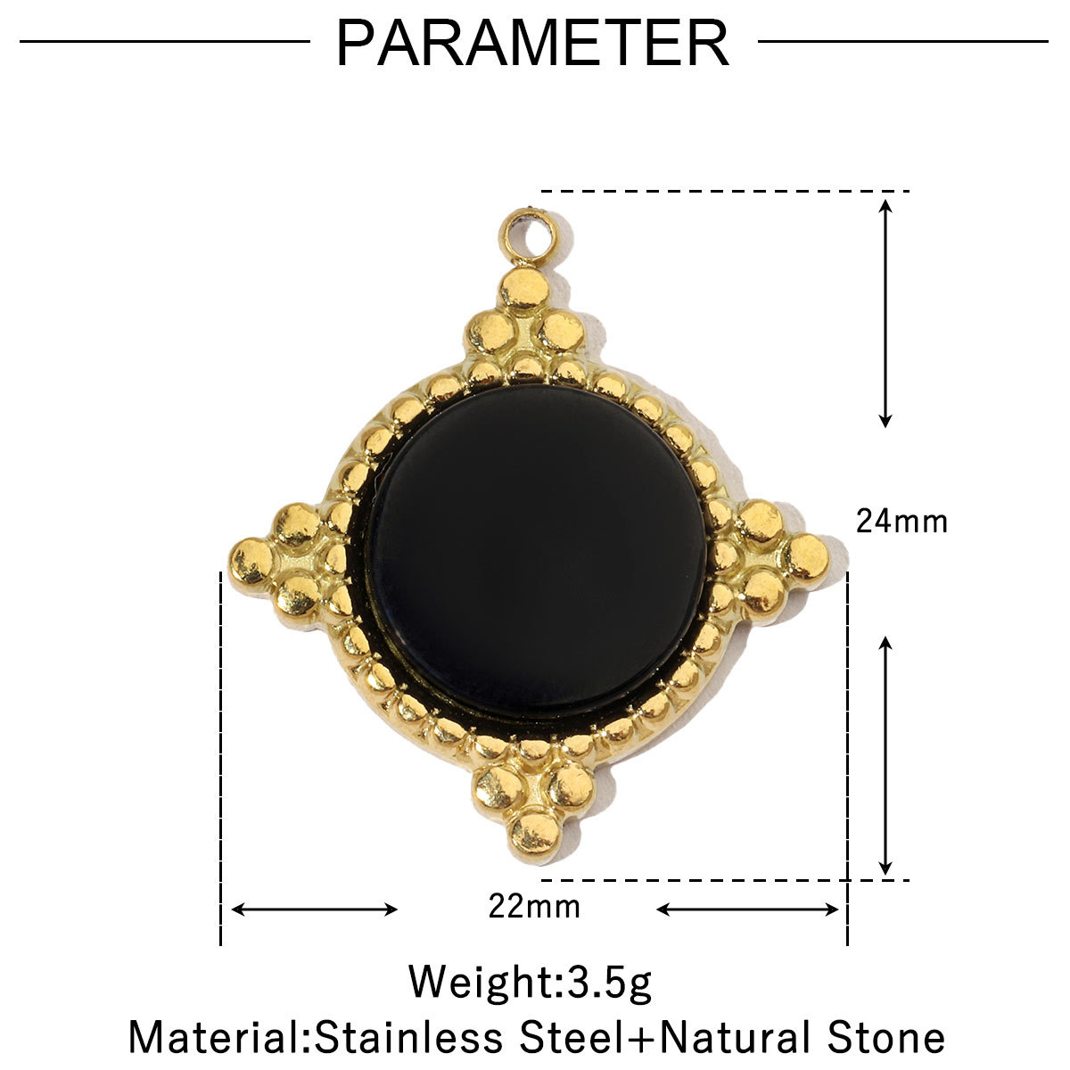 6pcs/pack Sun Star DIY Charms Women's Natural Stone Eye Necklace Pendant Stainless Steel 14K Gold Plated DIY Charm Jewelry