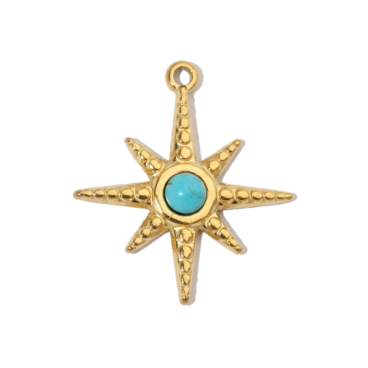 6pcs/pack Sun Star DIY Charms Women's Natural Stone Eye Necklace Pendant Stainless Steel 14K Gold Plated DIY Charm Jewelry