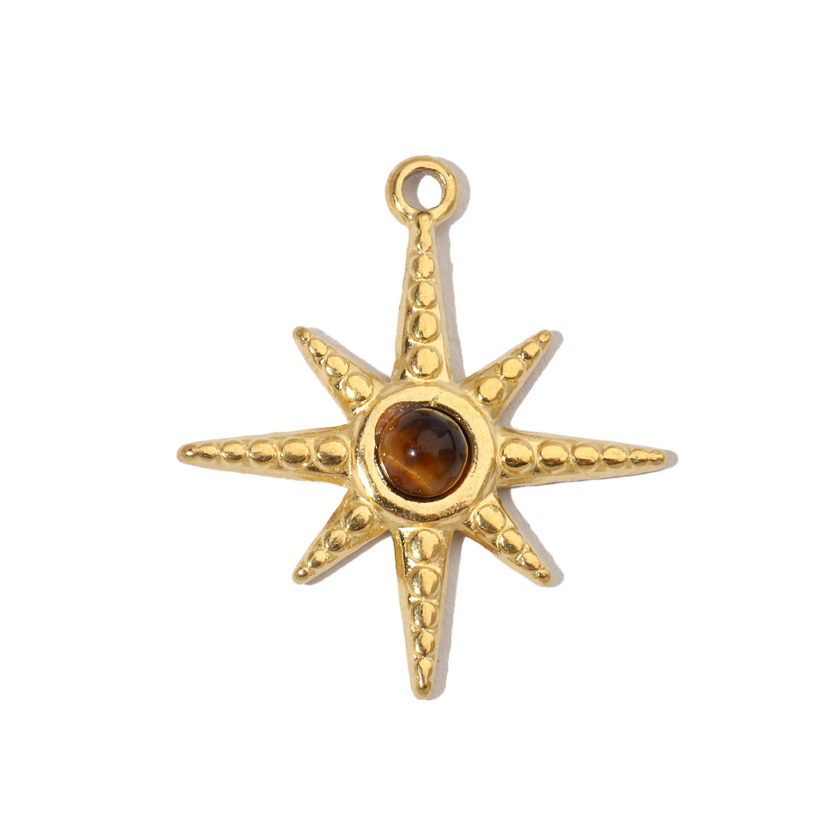 6pcs/pack Sun Star DIY Charms Women's Natural Stone Eye Necklace Pendant Stainless Steel 14K Gold Plated DIY Charm Jewelry