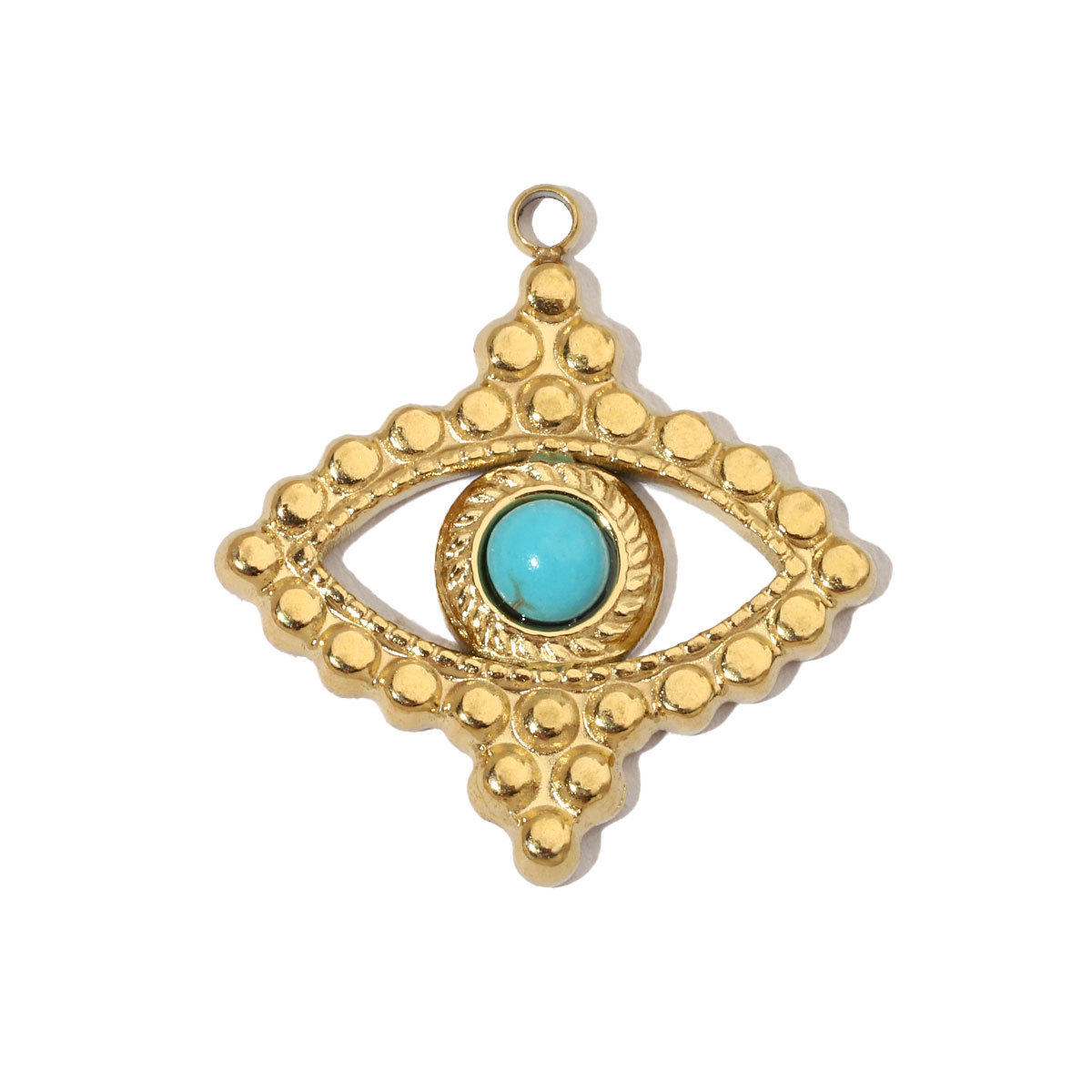 6pcs/pack Sun Star DIY Charms Women's Natural Stone Eye Necklace Pendant Stainless Steel 14K Gold Plated DIY Charm Jewelry