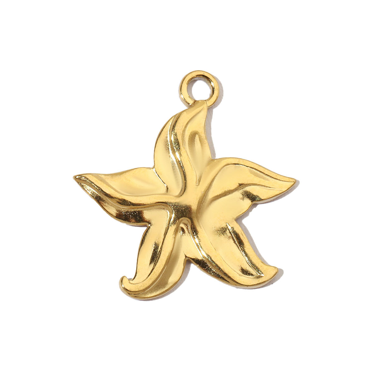 6pcs/pack French Retro Starfish Conch DIY Charms 14K Gold Color Crescent Rose Necklace Pendant For Stainless Steel Jewelry Making