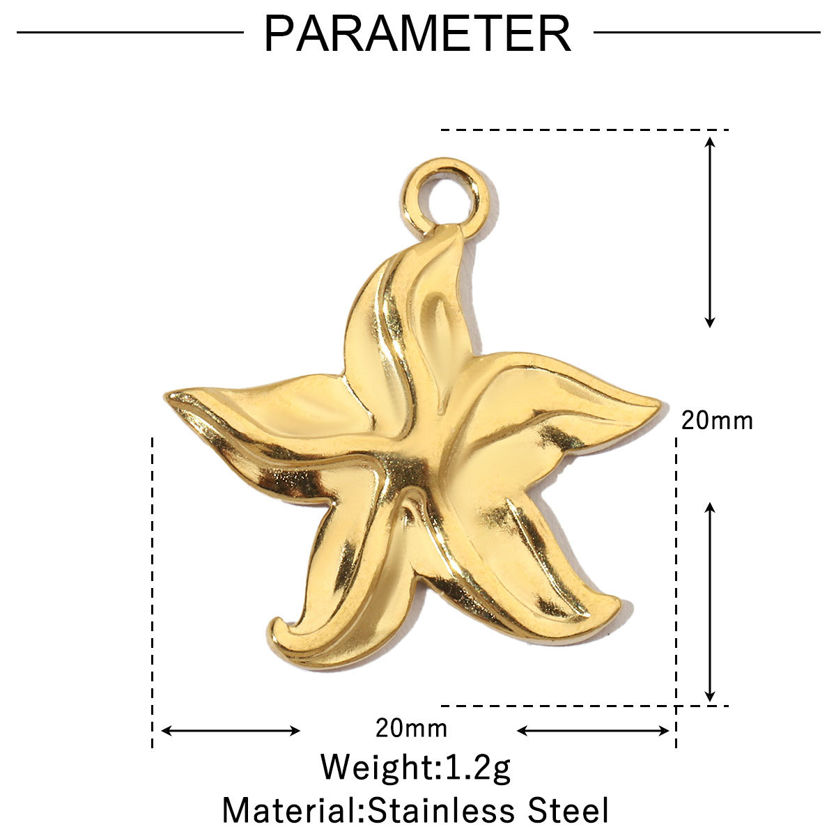 6pcs/pack French Retro Starfish Conch DIY Charms 14K Gold Plated Crescent Rose Necklace Pendant For Stainless Steel Jewelry Making