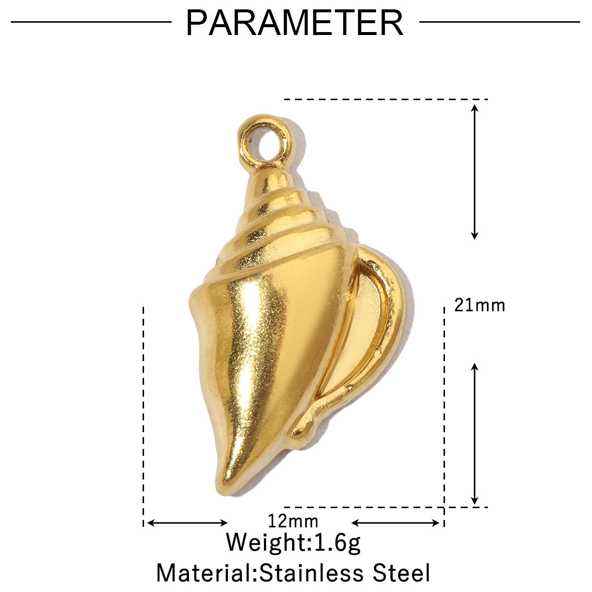 6pcs/pack French Retro Starfish Conch DIY Charms 14K Gold Plated Crescent Rose Necklace Pendant For Stainless Steel Jewelry Making