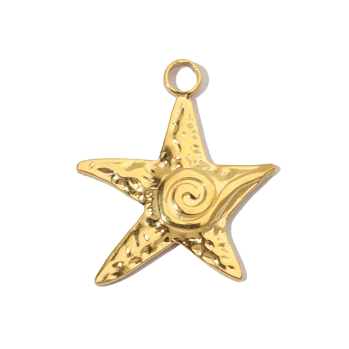6pcs/pack French Retro Starfish Conch DIY Charms 14K Gold Plated Crescent Rose Necklace Pendant For Stainless Steel Jewelry Making