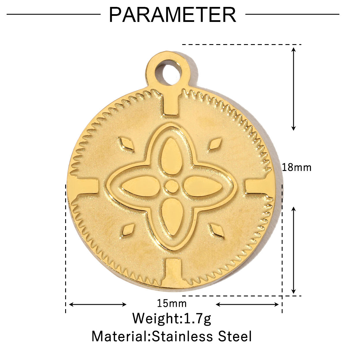 6pcs/pack French Retro Stainless Steel 14K Gold Color Butterfly DIY Charms Mountain Clover Neaclace Flower Flamingo Star Fish Pendant Jewelry