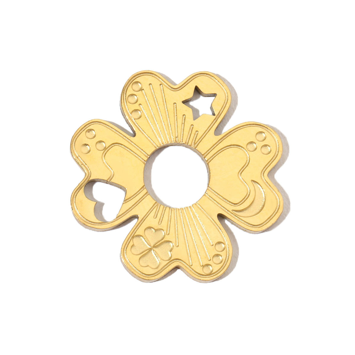 6pcs/pack French Retro Stainless Steel 14K Gold Color Butterfly DIY Charms Mountain Clover Neaclace Flower Flamingo Star Fish Pendant Jewelry