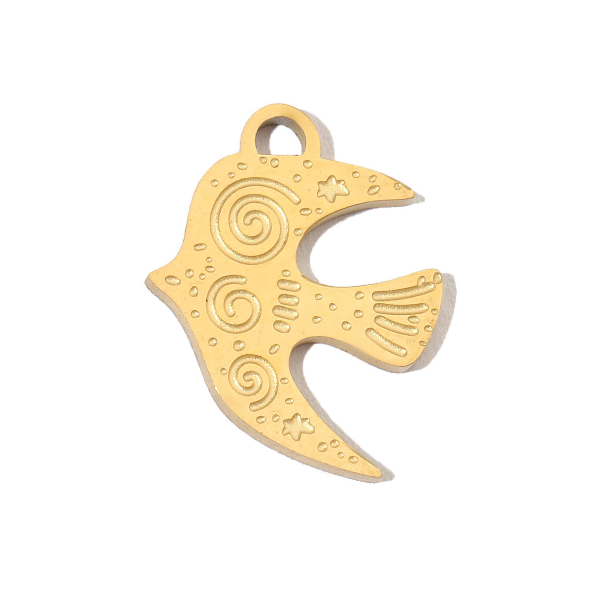 6pcs/pack French Retro Stainless Steel 14K Gold Plated Butterfly DIY Charms Mountain Clover Neaclace Flower Flamingo Star Fish Pendant Jewelry