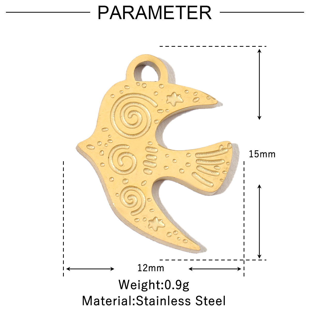 6pcs/pack French Retro Stainless Steel 14K Gold Plated Butterfly DIY Charms Mountain Clover Neaclace Flower Flamingo Star Fish Pendant Jewelry