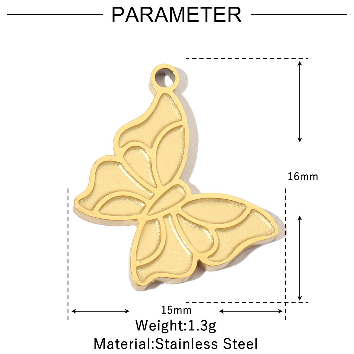 6pcs/pack French Retro Stainless Steel 14K Gold Plated Butterfly DIY Charms Mountain Clover Neaclace Flower Flamingo Star Fish Pendant Jewelry