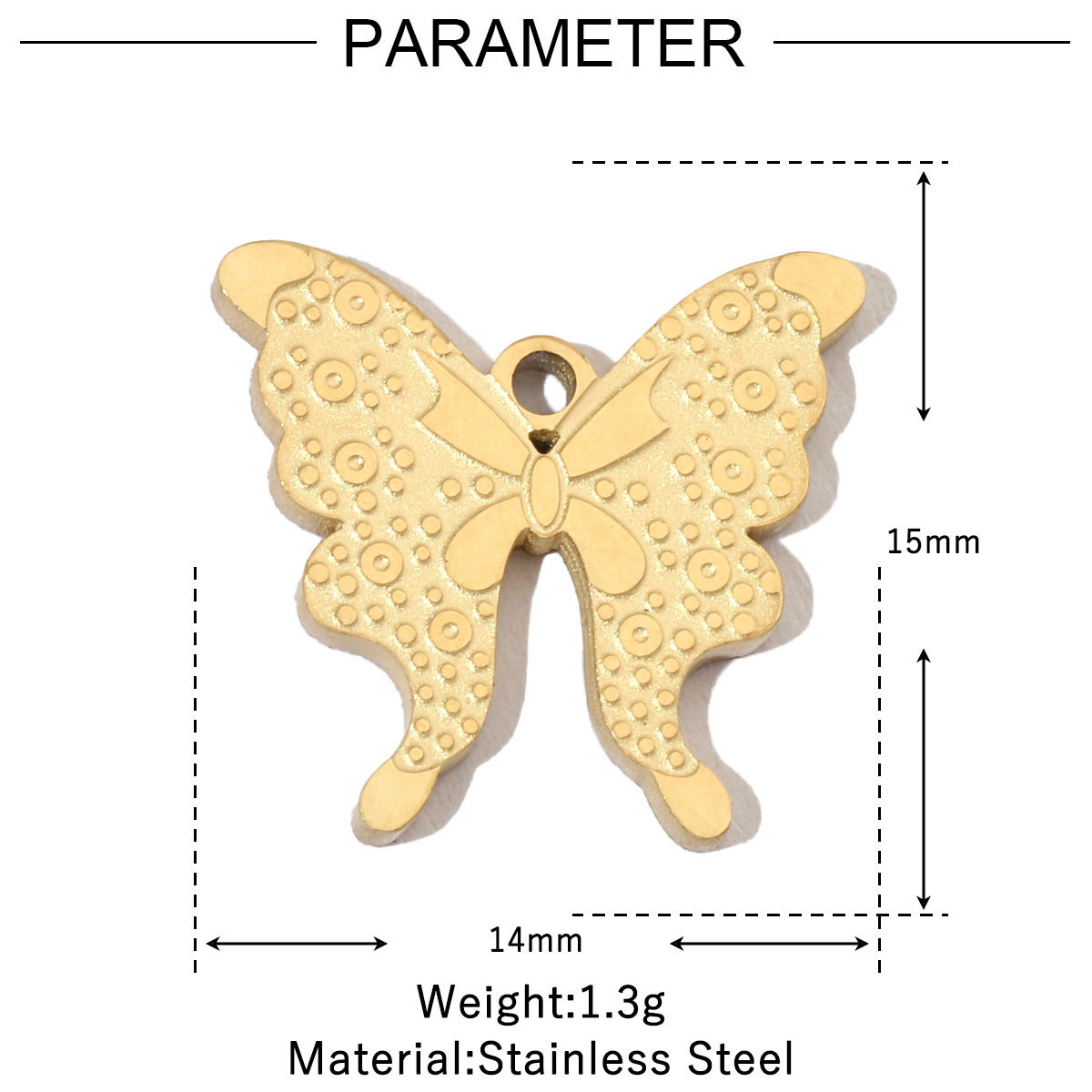 6pcs/pack French Retro Stainless Steel 14K Gold Plated Butterfly DIY Charms Mountain Clover Neaclace Flower Flamingo Star Fish Pendant Jewelry