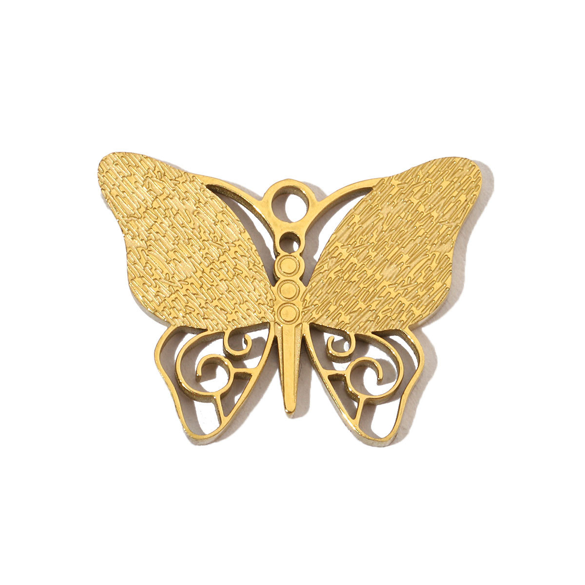 6pcs/pack French Retro Stainless Steel 14K Gold Plated Butterfly DIY Charms Mountain Clover Neaclace Flower Flamingo Star Fish Pendant Jewelry