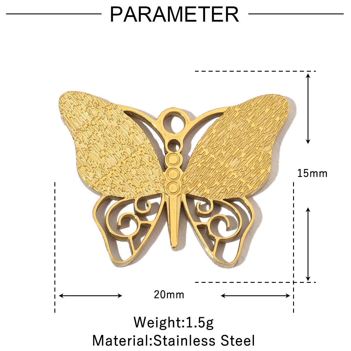 6pcs/pack French Retro Stainless Steel 14K Gold Plated Butterfly DIY Charms Mountain Clover Neaclace Flower Flamingo Star Fish Pendant Jewelry