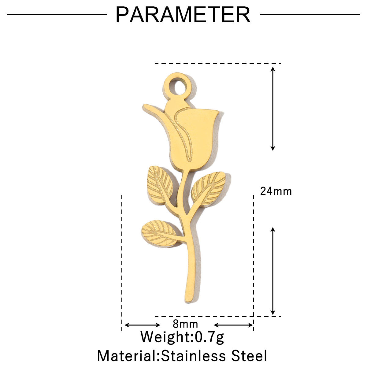 6pcs/pack French Retro Stainless Steel 14K Gold Plated Butterfly DIY Charms Mountain Clover Neaclace Flower Flamingo Star Fish Pendant Jewelry
