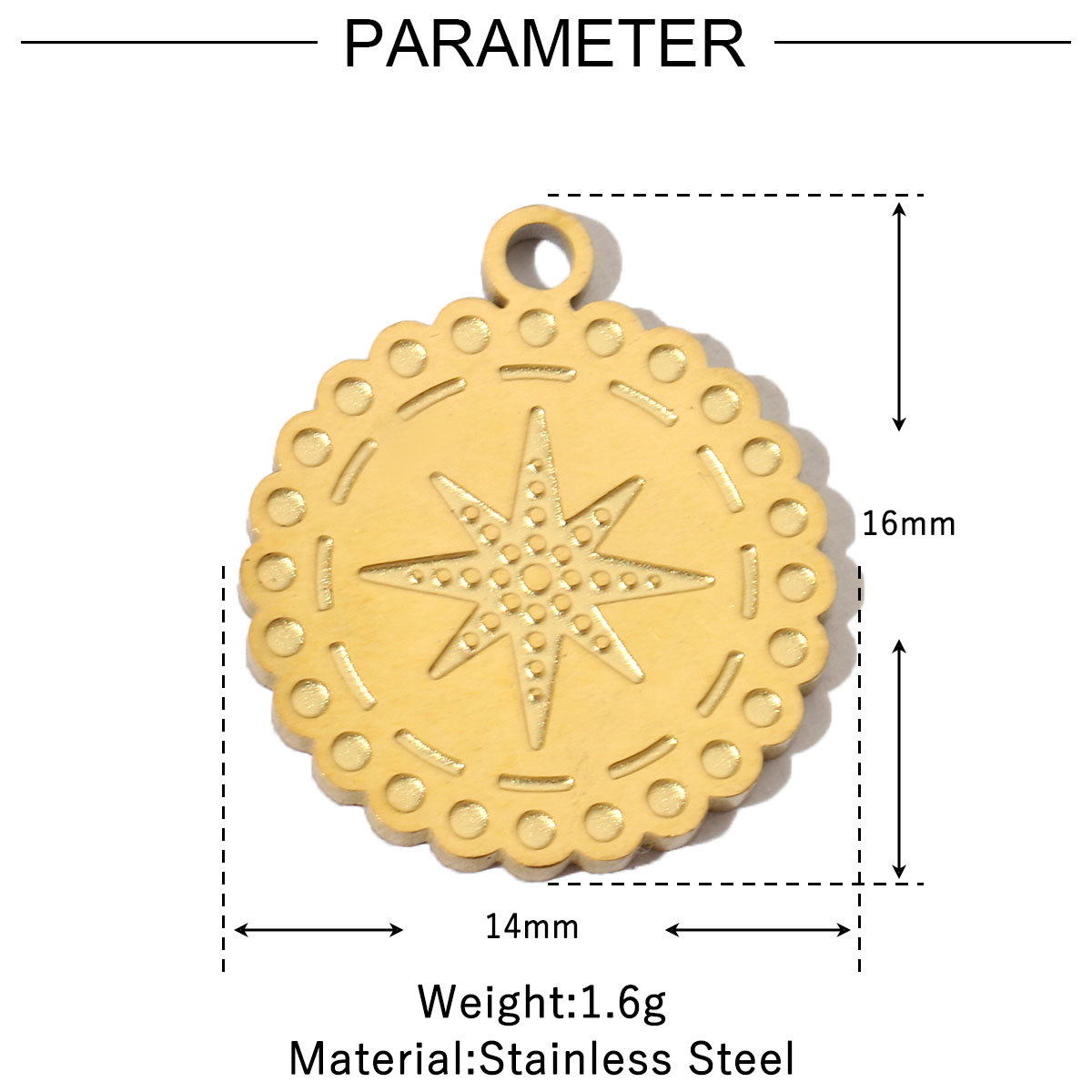 6pcs/pack Retro Life Tree Gourd DIY Bracelets Charms Gourd Evil Eye Sun Star Neaclace Pendant Female Stainless Steel 14K Gold Color Earrings Making Jewelry