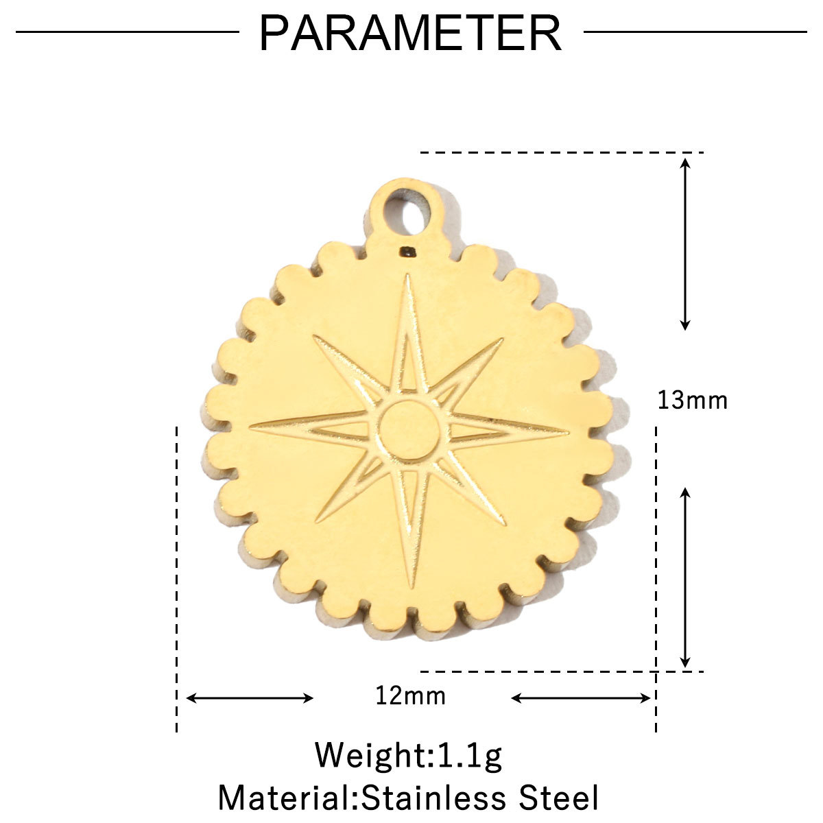6pcs/pack Retro Life Tree Gourd DIY Bracelets Charms Gourd Evil Eye Sun Star Neaclace Pendant Female Stainless Steel 14K Gold Color Earrings Making Jewelry