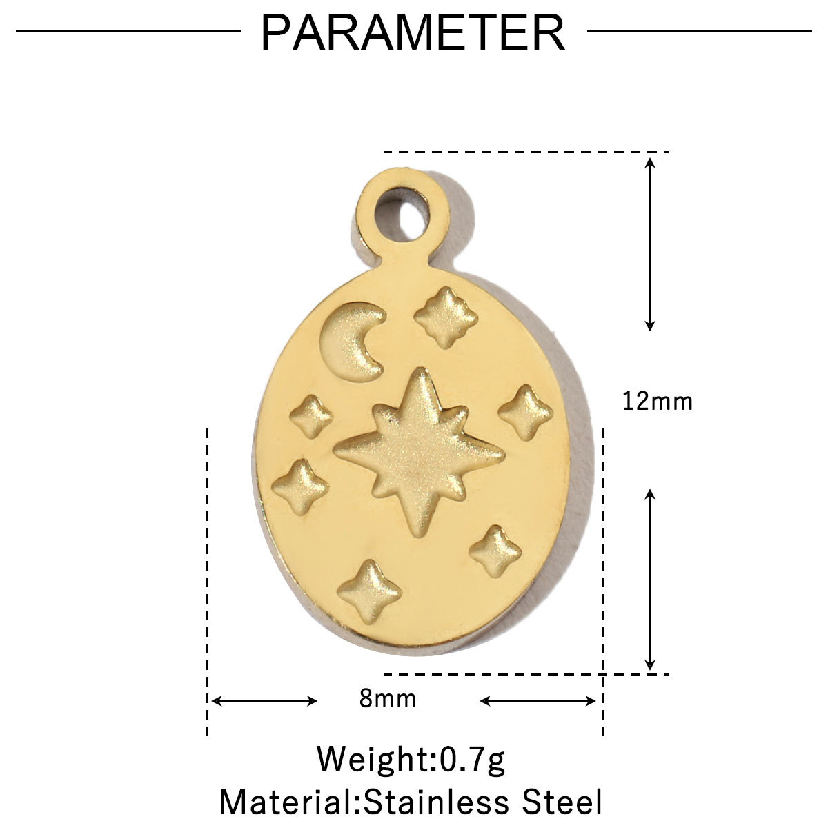 6pcs/pack Retro Life Tree Gourd DIY Bracelets Charms Gourd Evil Eye Sun Star Neaclace Pendant Female Stainless Steel 14K Gold Color Earrings Making Jewelry